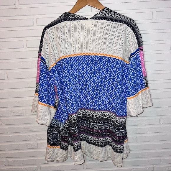 H&M Multicolored Cotton Geometrical Knit Open Style Kimono, Women’s Size Large - Picture 5 of 8
